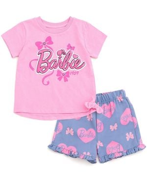 Barbie Little Girls Peplum T-shirt And Shorts Outfit Set - Pink
