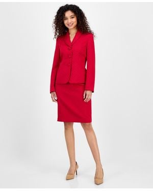 Le Suit Shawl-collar Jacket & Pencil Skirt Suit Set - Red