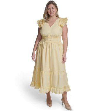Vince Camuto Plus Size Flutter-sleeve Tiered Maxi Dress - Natural