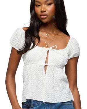 Edikted Dorothey Textured Tie Front Top - White