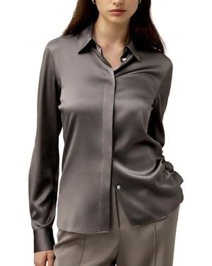 LILYSILK Elegant Silhouette Silk Shirt - Gray