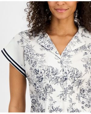 Nautica Cotton Toile Button-front Blouse - White