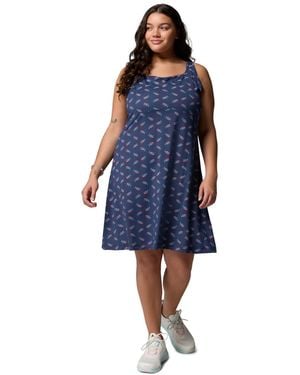 Columbia Pfg Plus Size Active Printed Freezer Iii Dress - Blue
