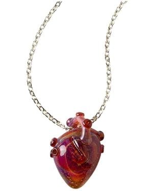 Uncommon Goods Anatomical Glass Heart Necklace - White