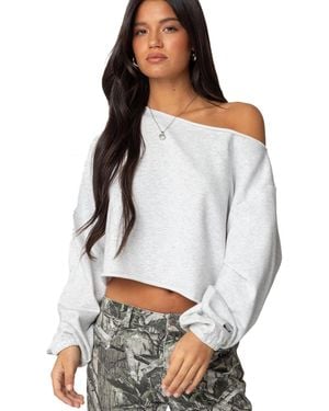 Edikted Aveline Off Shoulder Light Sweatshirt - Gray