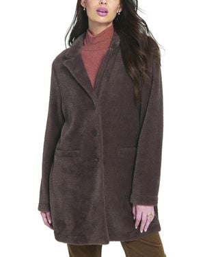Elle Collection Fuzzy Knit Coat Teddy - Brown