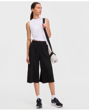 ID Ideology Ribbed Wide-leg Cropped Pull-on Pants - Black