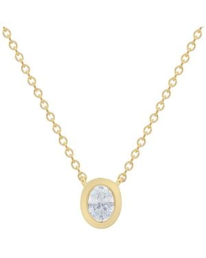 Macy's Diamond Bezel Oval Pendant 18" Necklace (1/5 Ct. T.w. - Metallic