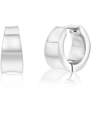 Metallo Stainless Steel Or Black Plated Over Stainless Steel Polished huggie Earrings - Metallic