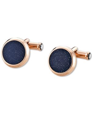 Montblanc Meisterstuck Rose Gold Pvd & Blue Stone Cuff Links
