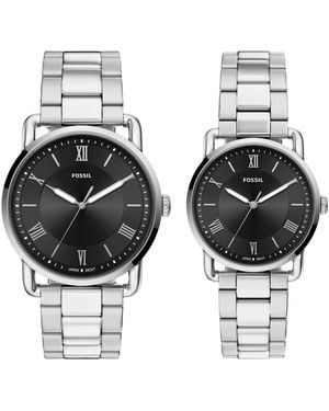 Fossil Copeland Quartz Stainless Steel Watch Set 42mm And 34mm - Black