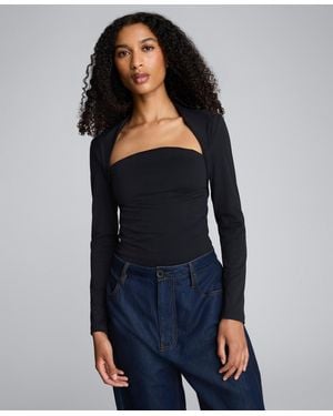 Kenneth Cole Square Neck Long Sleeve Top - Blue