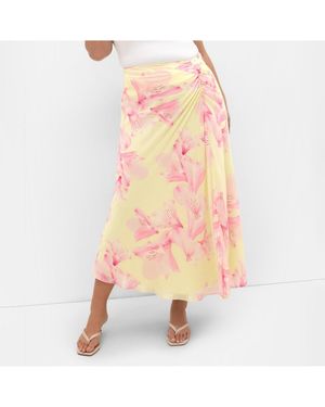 City Chic Soiree Print Maxi Skirt - Pink