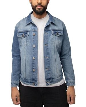 Xray Jeans Rhine Stone Graphic Back Denim Trucker Jacket - Blue