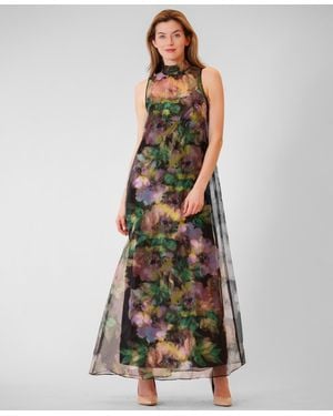 Julia Jordan Halter Neck Satin Overlay Dress - Green