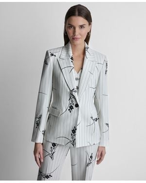 DKNY Pinstripe Single-button Blazer - Gray