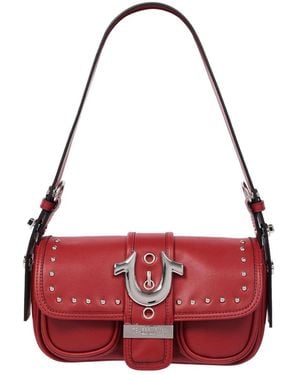 TRUE RELIGION Smooth Moto Studded Shoulder Bag - Red