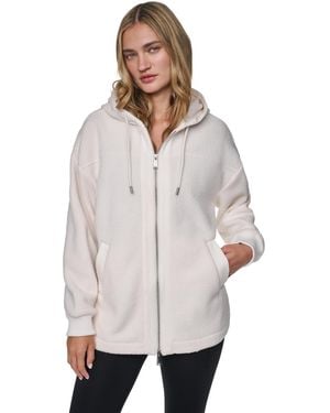 DKNY Placid Sherpa Hooded High-low Curved-hem Jacket - Natural