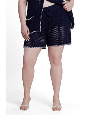 Eloquii Plus Size Crochet Knitted Short - Blue