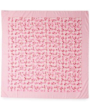 Steve Madden Gingham Floral Square Scarf - Pink