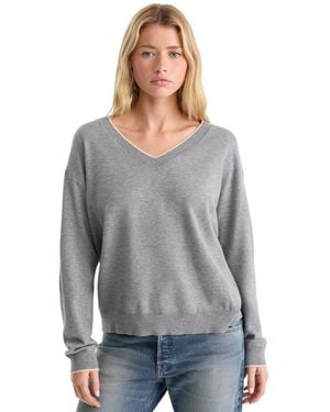 GOOD AMERICAN Cozy V-neck Pull-on Sweater - Gray