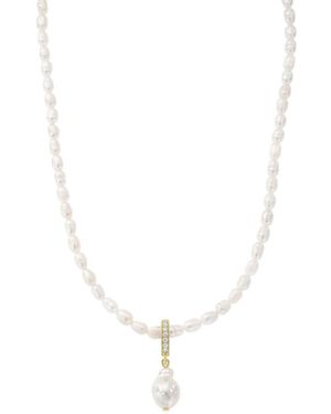 Bearfruit Jewelry Nacre Cultured Pearl Necklace - White