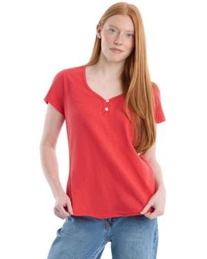 Wilt V-neck Henley Short Sleeve Tee - Red
