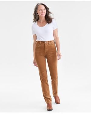 Style & Co. High-rise Straight-leg Corduroy Pants - White