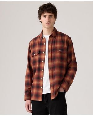 Levi's Relaxed Fit Long Sleeve Button Front Worker Shirt - Red