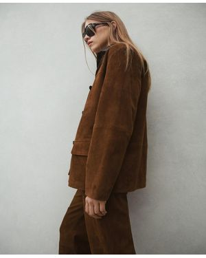 Mango Straight Suede Blazer - Brown