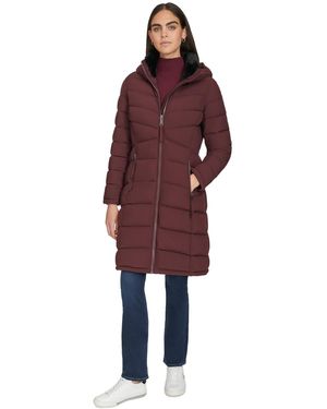 Calvin Klein Hooded Puffer Coat - Red