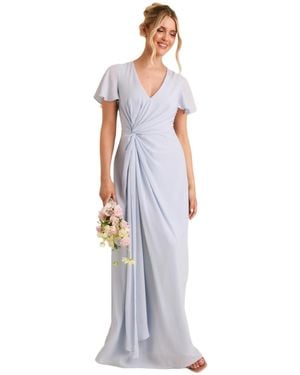 Six Stories Knot Front Chiffon Bridesmaid Dress - White