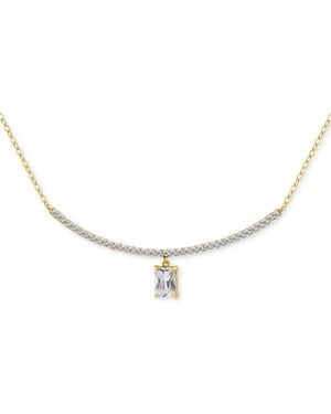 Giani Bernini Cubic Zirconia Curved Bar Baguette Pendant Necklace - Natural