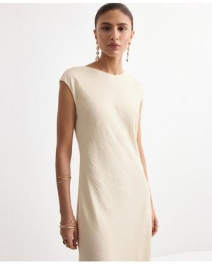 Mango Open-back Textured Dress - Natural