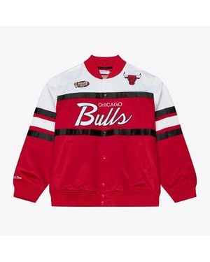 Mitchell & Ness Chicago Bulls Hardwood Classics Head Coach Lightweight Satin Full-snap Jacket - Red