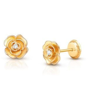 Tiny Blessings 14k Radiance Cz Studs Screw Back Earrings - Metallic