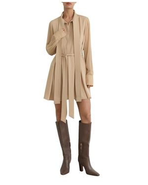 Reiss Iman Tie-neck Belted Mini Dress - Natural