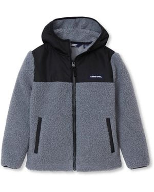 Lands' End Kids High Pile Fleece Hooded Jacket - Gray