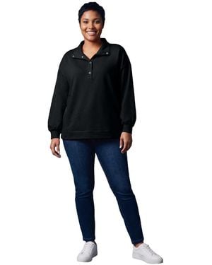 Avenue French Terry Quarter Snap Pullover - Blue