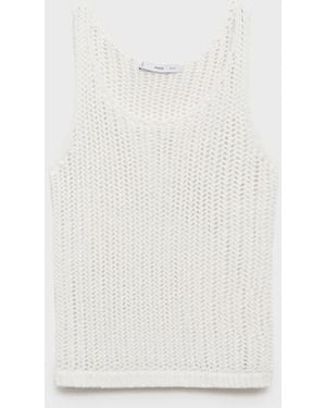 Mango Straps Crochet Top - White