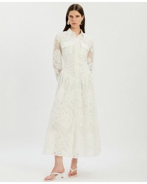 Bardot Agatha Lace Collared Shirt Dress - White