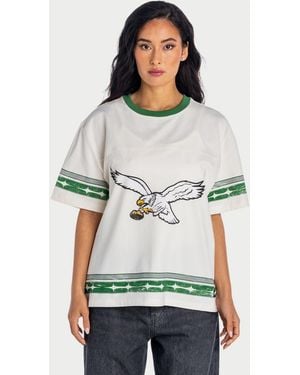 The Wild Collective Philadelphia Eagles Oversized Established Boyfriend T-shirt - White