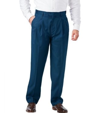 Kingsize Big & Tall Easy Movement Pleat-front Expandable Dress Pants - Blue
