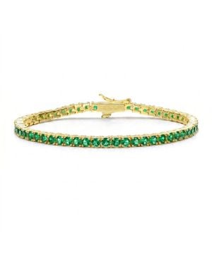 Rachel Glauber Classic Colored 3mm Cubic Zirconia Tennis Bracelet - Green