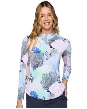 G Lifestyle Clothing G Lifestyle Long Sleeve Mock Neck Top - Blue