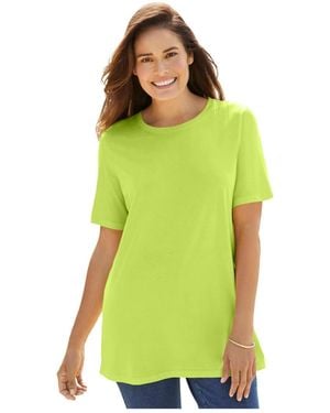 Woman Within Within Perfect Short-sleeve Crewneck Tee - Green