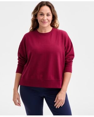 ID Ideology Plus Size Relaxed Crewneck Fleece Sweatshirt - Red