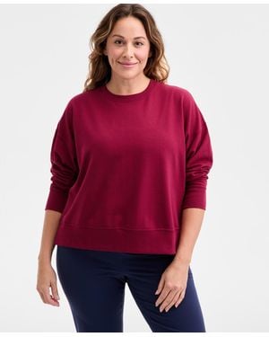 ID Ideology Plus Size Relaxed Crewneck Fleece Sweatshirt - Red