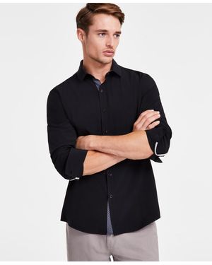 Alfani Alfatech Regular-fit Performance Stretch Button-down Shirt - Black