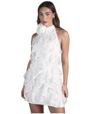 Coast Lace Frill Mini Bridal Dress - White